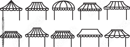 A collection of ten uniquely designed chairs arranged in two rows Vector