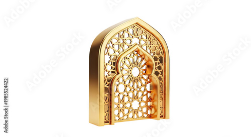 Golden Islamic Arch with Geometric Pattern