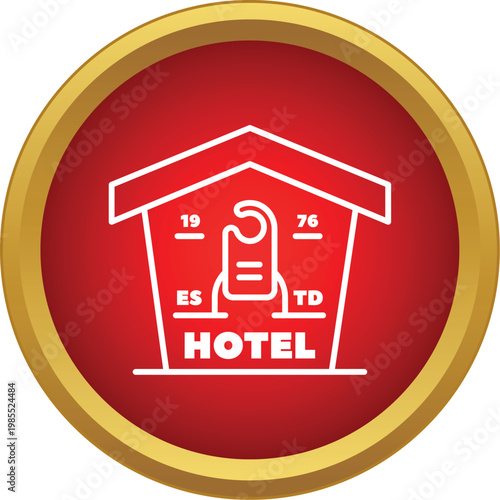 Hotel icon with a doorknob hanger inside a house outline, representing hospitality services
