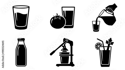 Vector graphic of black juice icons for design