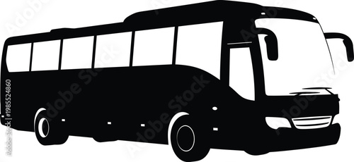 Black silhouette of a tour bus vehicle transportation