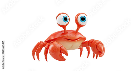 Cute Cartoon Crab with Big Blue Eyes