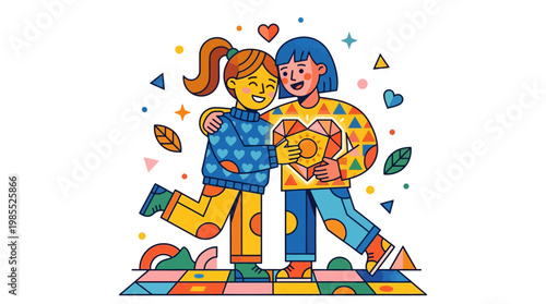 Two children playing together happily.