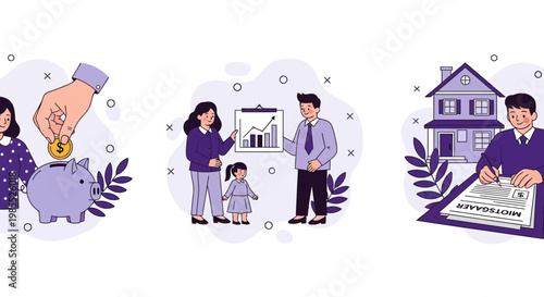 Save coin bank plan grow rich buy home loan goal fund life joy kid job