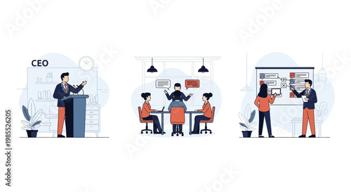 Professional CEO leadership and business management team working together to achieve successful corporate project goal