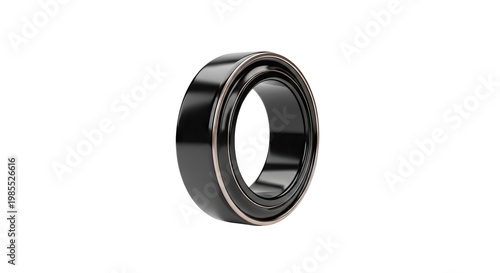 Polished Black Ring with Rose Gold Accent