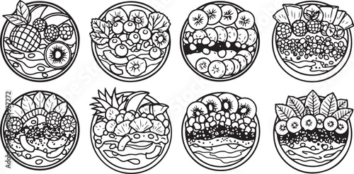 Intricate black and white circular designs with floral and geometric patterns Vector