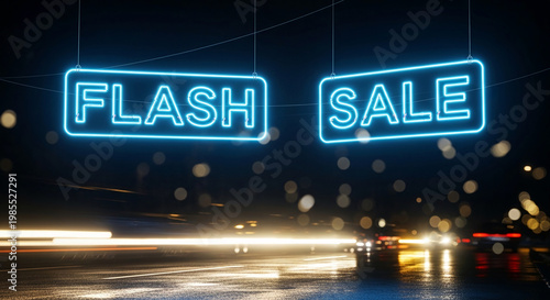 Two glowing blue signs with 