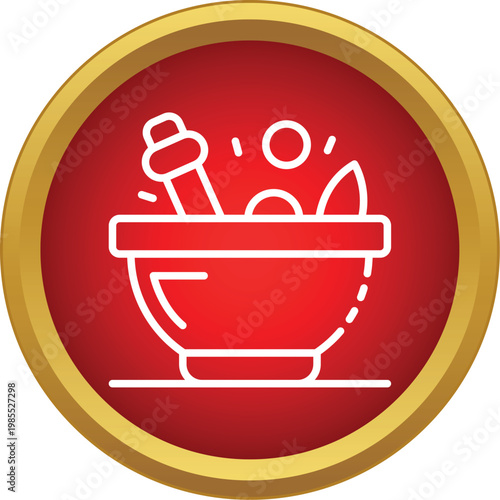 Mortar and pestle preparing natural ingredients for herbal remedies and pharmacy