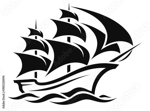 Depicting Create Bold Stroke Sailing Ship Classic Boa Elegant Premium Digital Asset