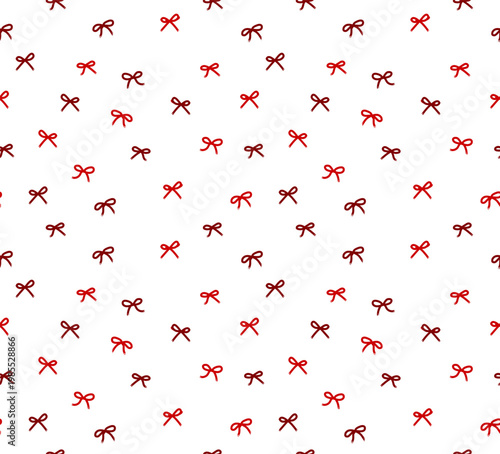 Trendy Red Bows Seamless Pattern, Minimalist Coquette Aesthetic Ribbon Background for Balletcore Fashion, Romantic Wedding Gift Wrap and Delicate Textile Vector