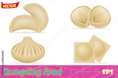 dumplings of dough with a filling set icons vector illustration
