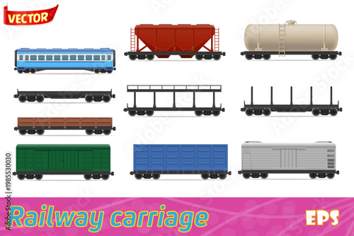 set icons railway carriage train vector illustration