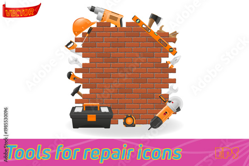 tools for repair concept set icons vector illustration