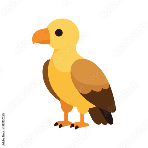 Stylized cartoon golden eagle standing tall with a watchful gaze in its habitat