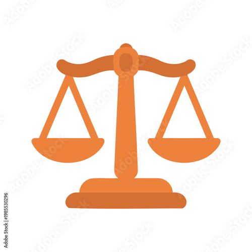 Orange scales of justice stand for fairness in courtroom and law