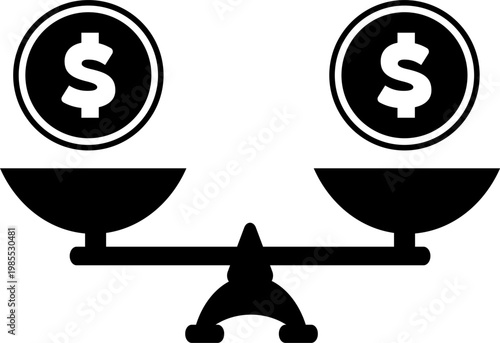 Coins balanced on a scale