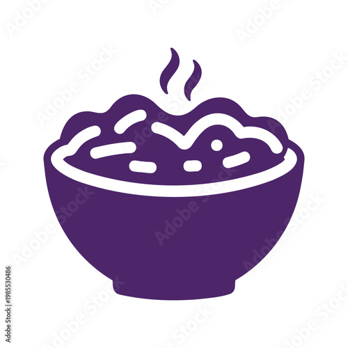 Steaming bowl of delicious food isolated on white background in vector illustration