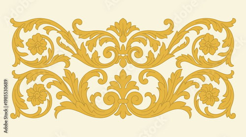 Ornate gold floral decorative border design.