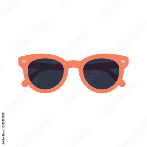 Retro sunglasses with coral frames and dark lenses offer sun protection in minimalist style