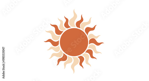 Orange Sun Icon with Flames Illustration.