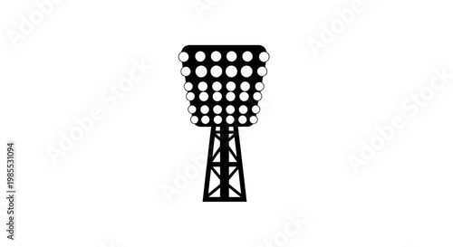 Black Stadium Floodlight Tower Silhouette.