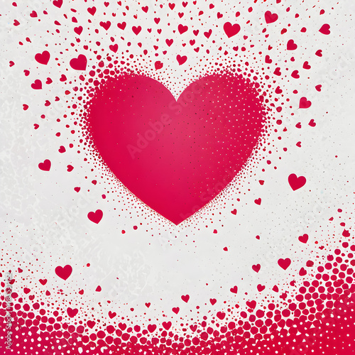 Heart on red dotted abstract pattern