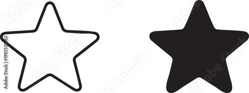 Star rating and favorite icons featuring black silhouette and outline shapes for movie reviews.