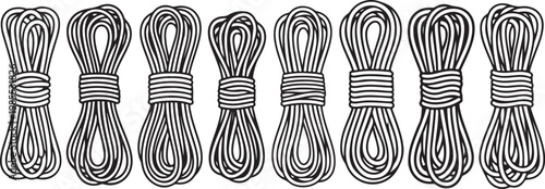 Intricate line art of multiple stylized light bulbs in a row Vector