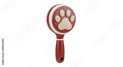 Pet Grooming Brush with Paw Print Design