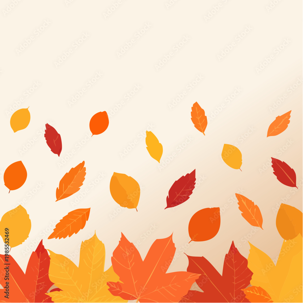 Obraz premium Falling autumn leaves in warm colors, a symbol of seasonal change and natural beauty