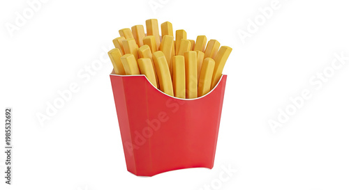 Red carton filled with golden french fries