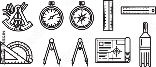 A collection of medieval and ancient tools and symbols Vector