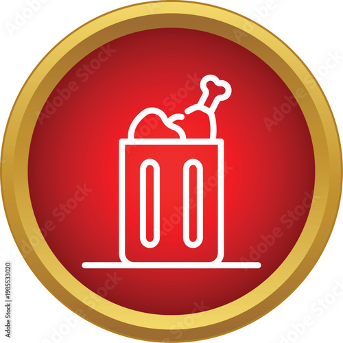 Food scraps and bones collecting in a waste bin icon