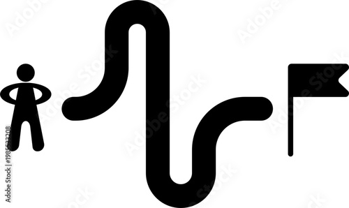 Person runs towards flag on path