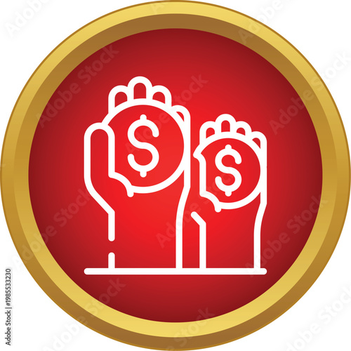 Hands holding dollar coins representing financial support, charity, and donation