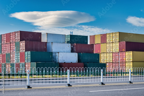 Wallpaper Mural container terminal with lenticular clouds Torontodigital.ca