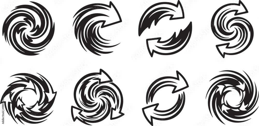 Fototapeta premium Abstract line art showcasing various dynamic, swirling and flowing designs Vector