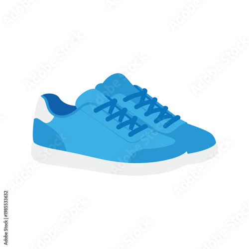 Pair of blue sneakers with white soles and laces for casual or athletic wear on white background