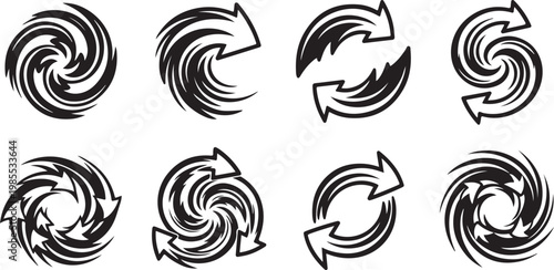 Abstract line art showcasing various dynamic, swirling and flowing designs Vector