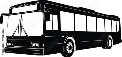 Black silhouette city bus vehicle