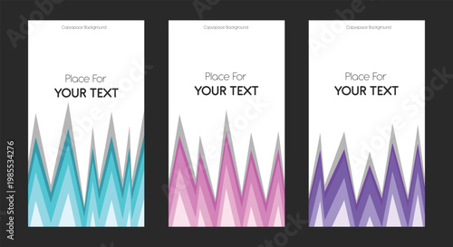 Copyspace background featuring three colorful abstract banners for text above ideal backgrounds. Suitable for website headers or social media posts.