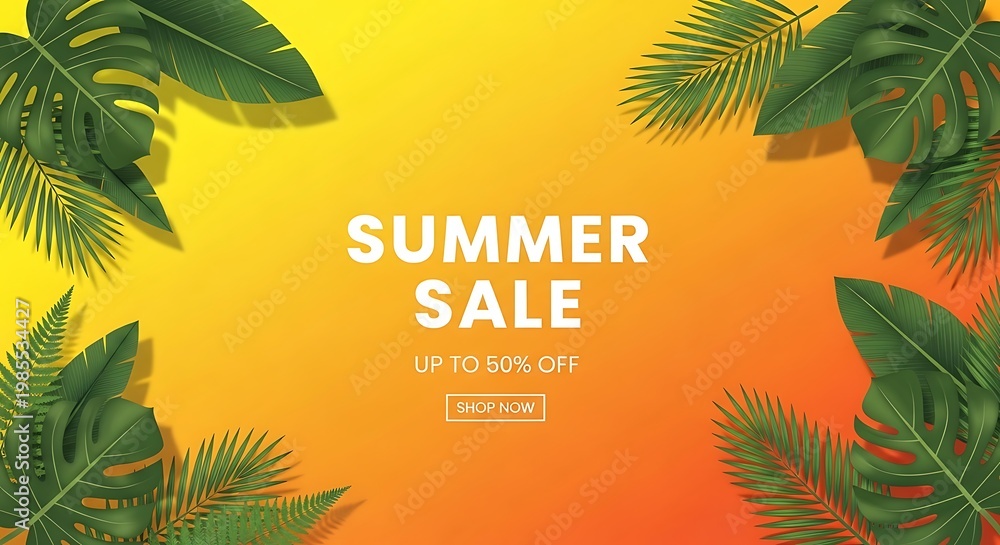 Obraz premium Tropical summer holiday poster design featuring a sunset silhouette of palm trees on a paradise island beach with ocean waves and a vector travel background landscape