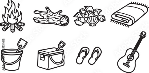 Collection of vintage illustrations featuring various common items and symbols Vector
