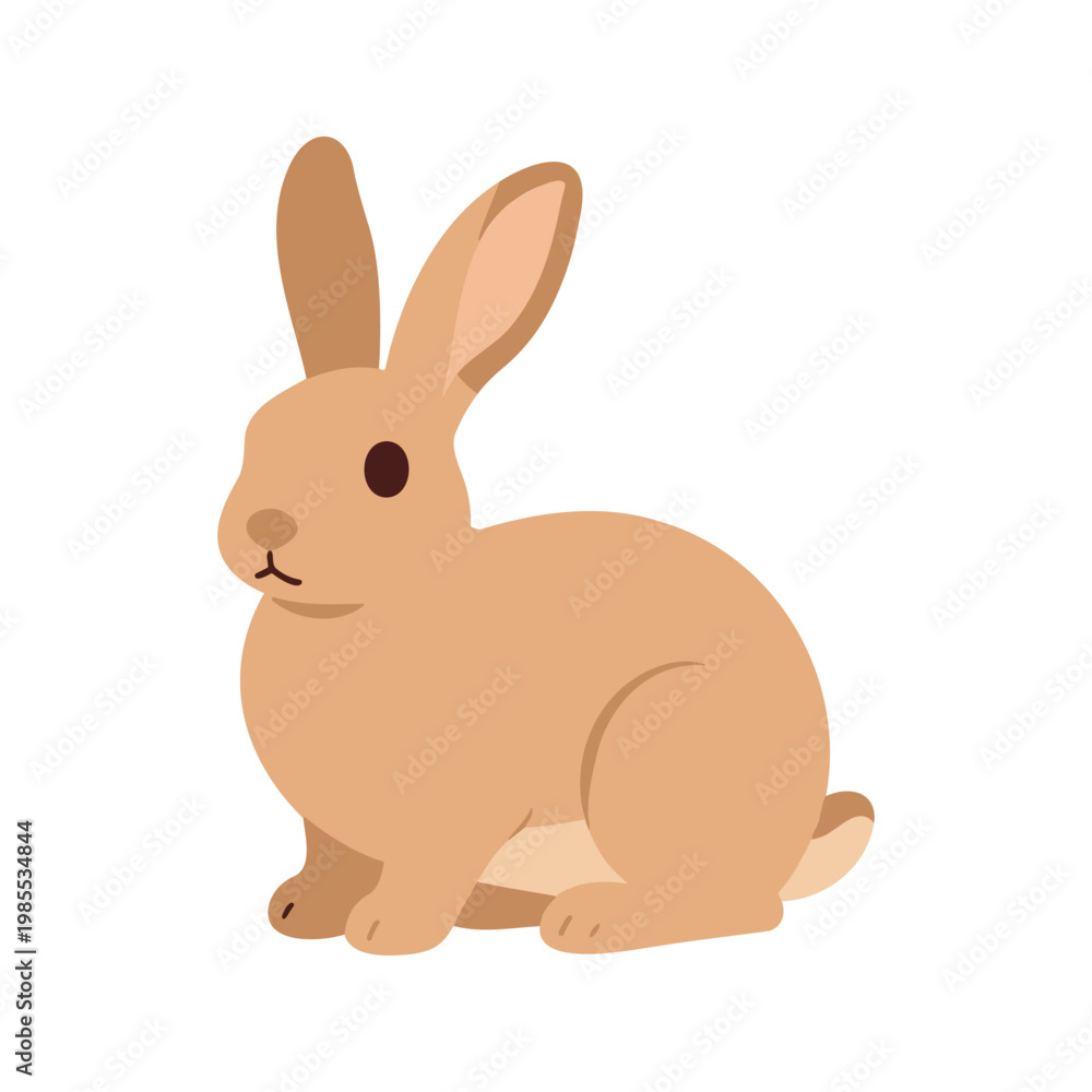 Fototapeta premium Simple vector illustration of a tan rabbit sitting upright on its hind legs