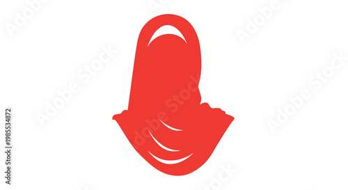 Woman Wearing Red Hijab Headscarf Illustration.