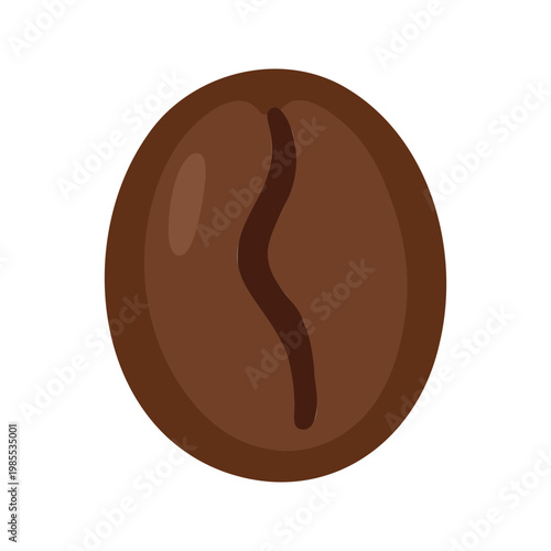 Single coffee bean with a visible crease in the center on a white background