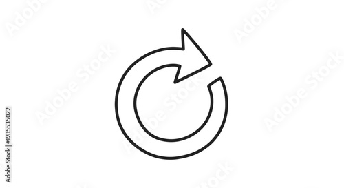 Simple Black Reload Icon on White.