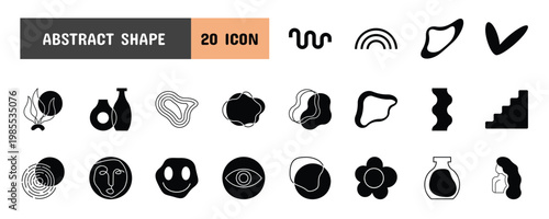 20 Abstract Shape Glyph Icon Illustration Set