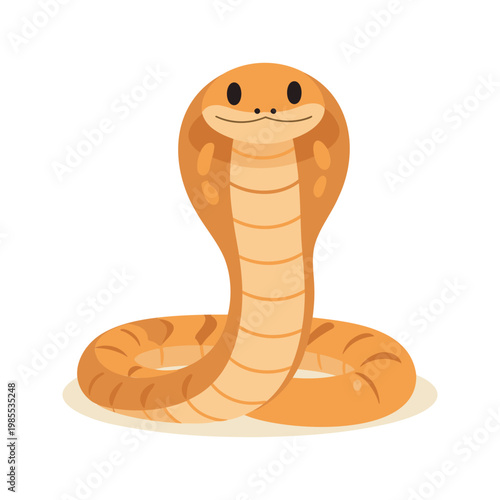 Friendly cobra snake with hood spread, ready to strike with a smile on its face